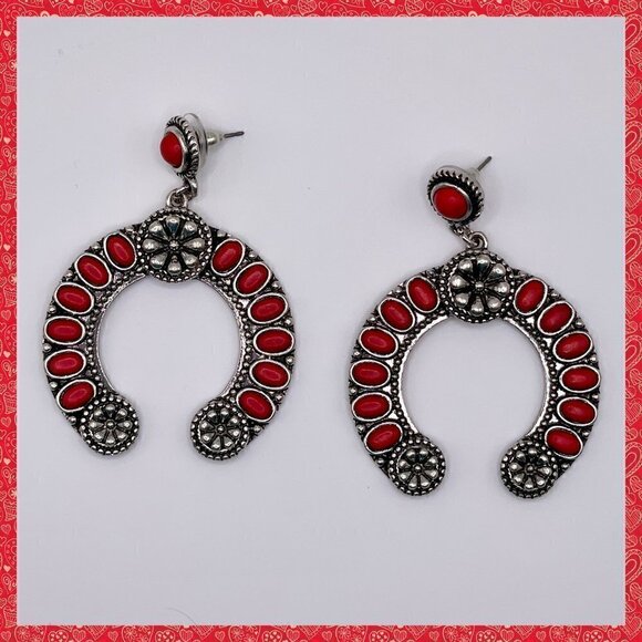 Western Boho Style Silver Concho Naja Earrings #877 - Picture 1 of 7